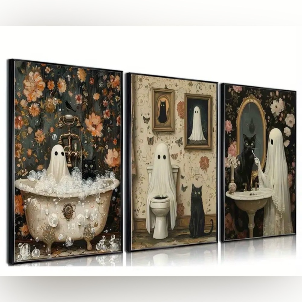 Unframed Halloween Ghosts Wall Art